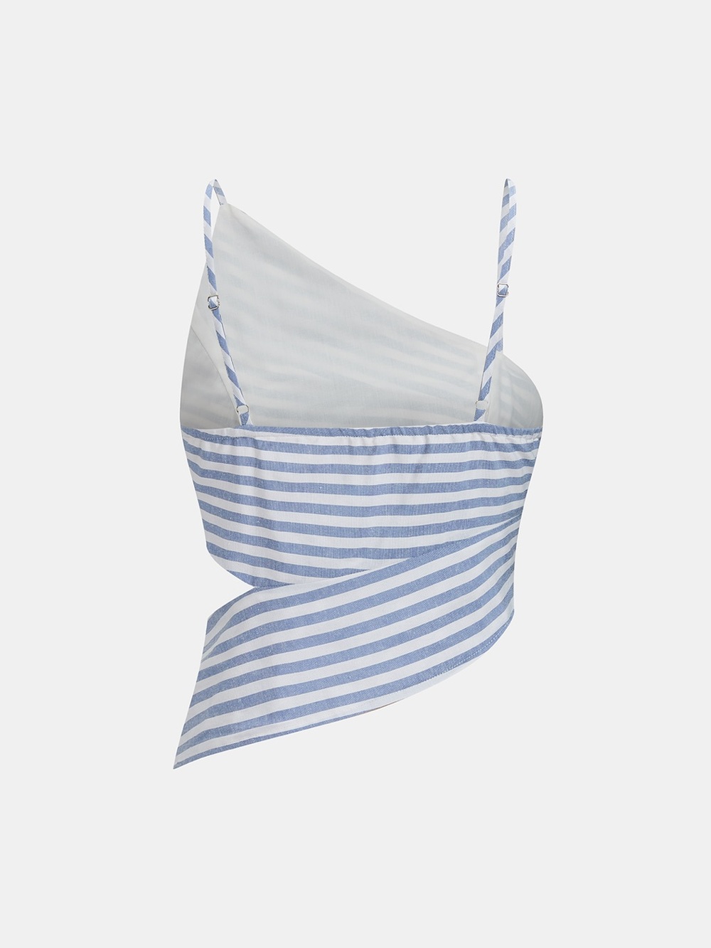 Commense Striped Blue & White Two-Piece Crop Top + Shorts Set - Picture 3 of 6